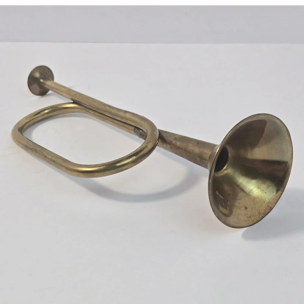 Vintage Brass Bugle Horn Small Decorative Trumpet Antique Style Instrument 8.5